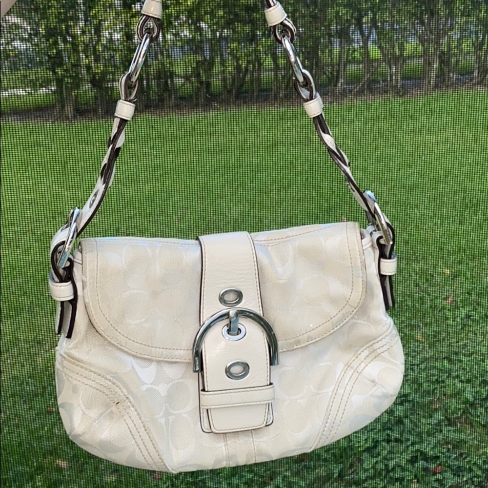 white/cream coach purse